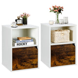 NNECW Set of 2 Bedside Table with Open Compartment for Bedroom