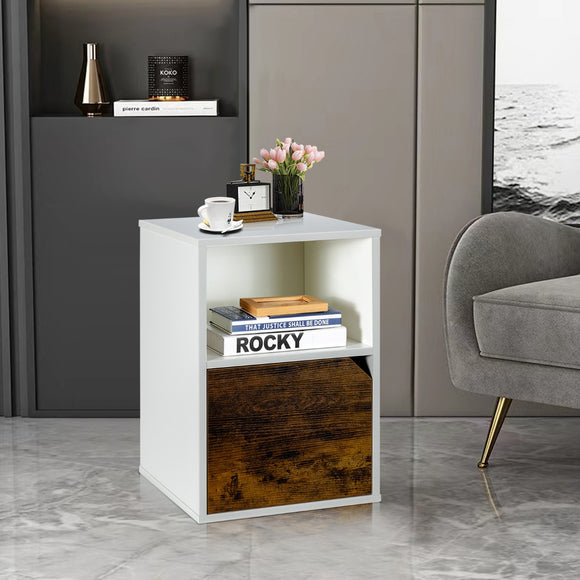 NNECW Set of 2 Bedside Table with Open Compartment for Bedroom