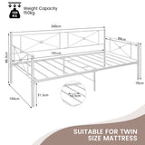 NNECW Metal Twin Size Daybed Frame with Steel Support for Bedroom