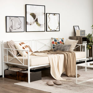 NNECW Metal Twin Size Daybed Frame with Steel Support for Bedroom