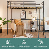 NNECW Heavy-duty Steel Bed Frame with High Guard Rails for Relaxation-Black