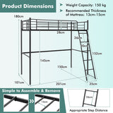 NNECW Heavy-duty Steel Bed Frame with High Guard Rails for Relaxation-Black