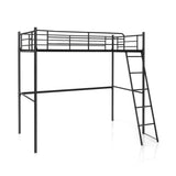 NNECW Heavy-duty Steel Bed Frame with High Guard Rails for Relaxation-Black