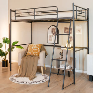 NNECW Heavy-duty Steel Bed Frame with High Guard Rails for Relaxation-Black