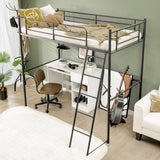 NNECW Heavy-duty Steel Bed Frame with High Guard Rails for Relaxation-Black