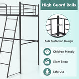 NNECW Heavy-duty Steel Bed Frame with High Guard Rails for Relaxation-Black