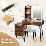 NNECW Multifunctional Vanity Table with 3-in-1 Charging Station for Bedroom-Coffee