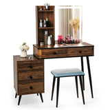 NNECW Multifunctional Vanity Table with 3-in-1 Charging Station for Bedroom-Coffee