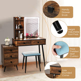 NNECW Multifunctional Vanity Table with 3-in-1 Charging Station for Bedroom-Coffee