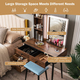 NNECW Multifunctional Vanity Table with 3-in-1 Charging Station for Bedroom-Coffee