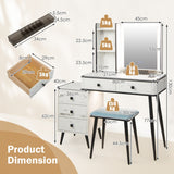 NNECW Multifunctional Vanity Table with 3-in-1 Charging Station for Bedroom-White