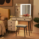 NNECW Multifunctional Vanity Table with 3-in-1 Charging Station for Bedroom-White