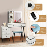 NNECW Multifunctional Vanity Table with 3-in-1 Charging Station for Bedroom-White