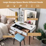 NNECW Multifunctional Vanity Table with 3-in-1 Charging Station for Bedroom-White