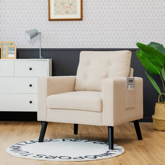 NNECW Modern Single Sofa Chair with Button Tufted Back Cushion
