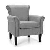 NNECW Modern Fabric Upholstery Accent Chair with Adjustable Foot Pads for Office, Study, Living Room- Light Grey