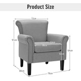 NNECW Modern Fabric Upholstery Accent Chair with Adjustable Foot Pads for Office, Study, Living Room- Light Grey
