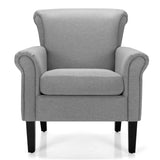 NNECW Modern Fabric Upholstery Accent Chair with Adjustable Foot Pads for Office, Study, Living Room- Light Grey