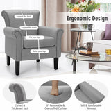 NNECW Modern Fabric Upholstery Accent Chair with Adjustable Foot Pads for Office, Study, Living Room- Light Grey