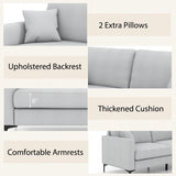 NNECW  2-seat Modern Home Sofa Couch with Armrest & Pillows for Living Room
