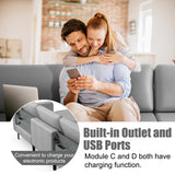 NNECW Sectional Sofa Couch with Reversible Ottoman for Living Room