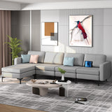 NNECW Sectional Sofa Couch with Reversible Ottoman for Living Room
