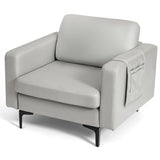 NNECW Upholstered Single Sofa Chair with Magazine Caddy Holder for Living Room