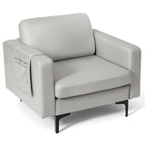 NNECW Upholstered Single Sofa Chair with Magazine Caddy Holder for Living Room