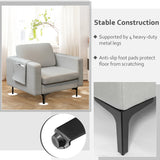 NNECW Upholstered Single Sofa Chair with Magazine Caddy Holder for Living Room