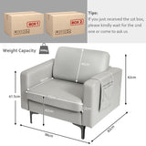 NNECW Upholstered Single Sofa Chair with Magazine Caddy Holder for Living Room