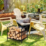 NNECW Firewood Log Rack with Convenient Handle for Fireplace, Stove, Fire Pit