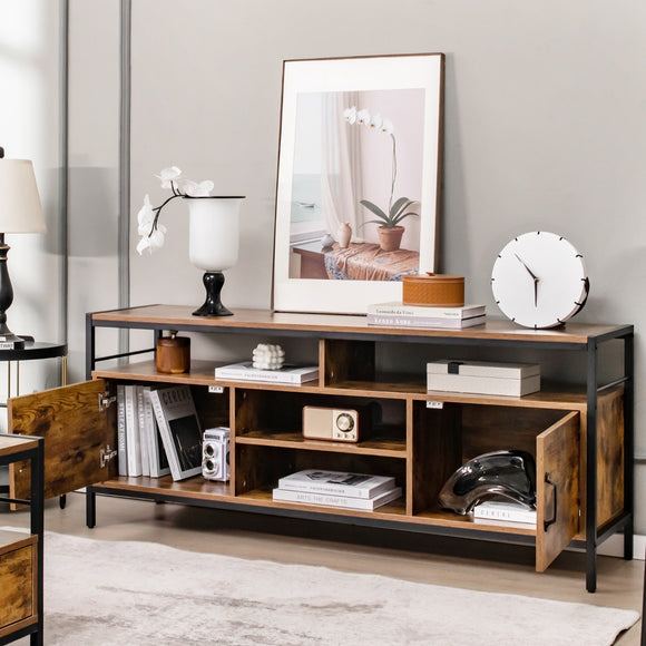 NNECW Home TV Cabinet with Storage Side Cabinets & Adjustable Shelf