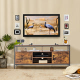 NNECW Home TV Cabinet with Storage Side Cabinets & Adjustable Shelf