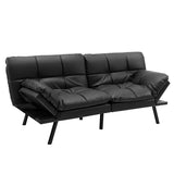 NNECW Convertible Memory Foam Futon Couch Bed with Adjustable Backrest and Armrests for Living Room-Black