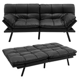 NNECW Convertible Memory Foam Futon Couch Bed with Adjustable Backrest and Armrests for Living Room-Black