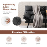 NNECW Convertible Memory Foam Futon Couch Bed with Adjustable Backrest and Armrests for Living Room-Black