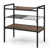 NNECW 3-Tier Industrial Entryway Table with Removable Panel & Mesh Shelf