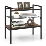 NNECW 3-Tier Industrial Entryway Table with Removable Panel & Mesh Shelf