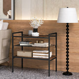 NNECW 3-Tier Industrial Entryway Table with Removable Panel & Mesh Shelf