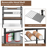 NNECW 3-Tier Industrial Entryway Table with Removable Panel & Mesh Shelf