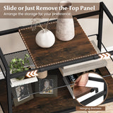 NNECW 3-Tier Industrial Entryway Table with Removable Panel & Mesh Shelf