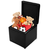 NNECW 40cm PU Leather Cube Storage Ottoman with Lid-Black