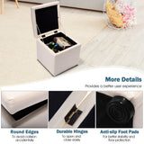 NNECW 40cm PU Leather Cube Storage Ottoman with Lid-White