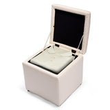 NNECW 40cm PU Leather Cube Storage Ottoman with Lid-White
