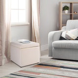 NNECW 40cm PU Leather Cube Storage Ottoman with Lid-White