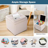 NNECW 40cm PU Leather Cube Storage Ottoman with Lid-White