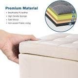 NNECW 40cm PU Leather Cube Storage Ottoman with Lid-White