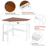 NNECW Corner Computer Desk with Drawer &amp;amp; Shelves for Office Natural
