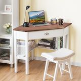 NNECW Corner Computer Desk with Drawer &amp;amp; Shelves for Office Natural