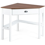 NNECW Corner Computer Desk with Drawer &amp;amp; Shelves for Office Natural